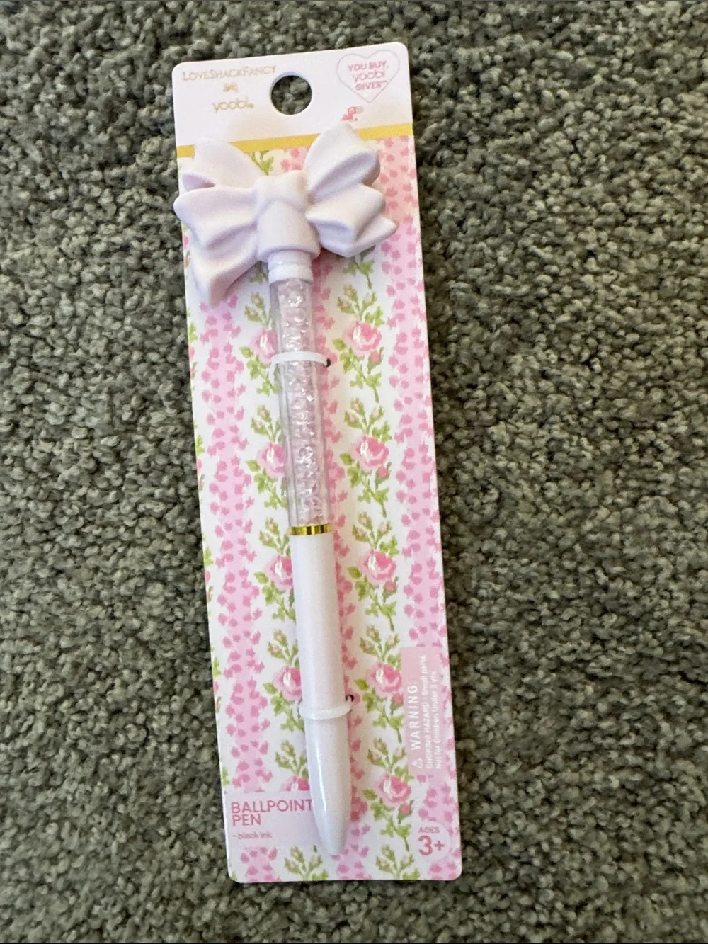 LoveShackFancy Pink and White Bow Ballpoint Pen